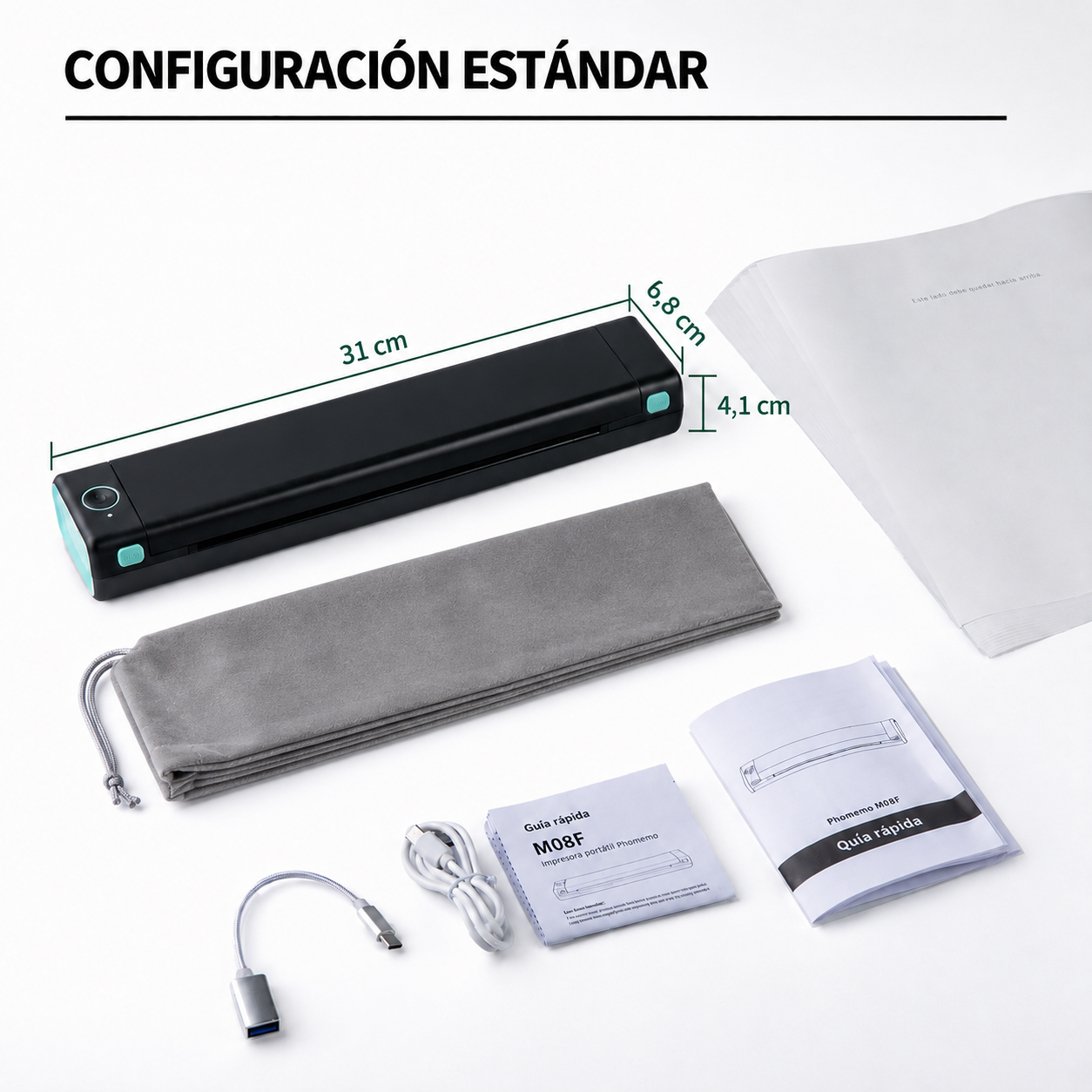 Phomemo M08F y sus accesorios